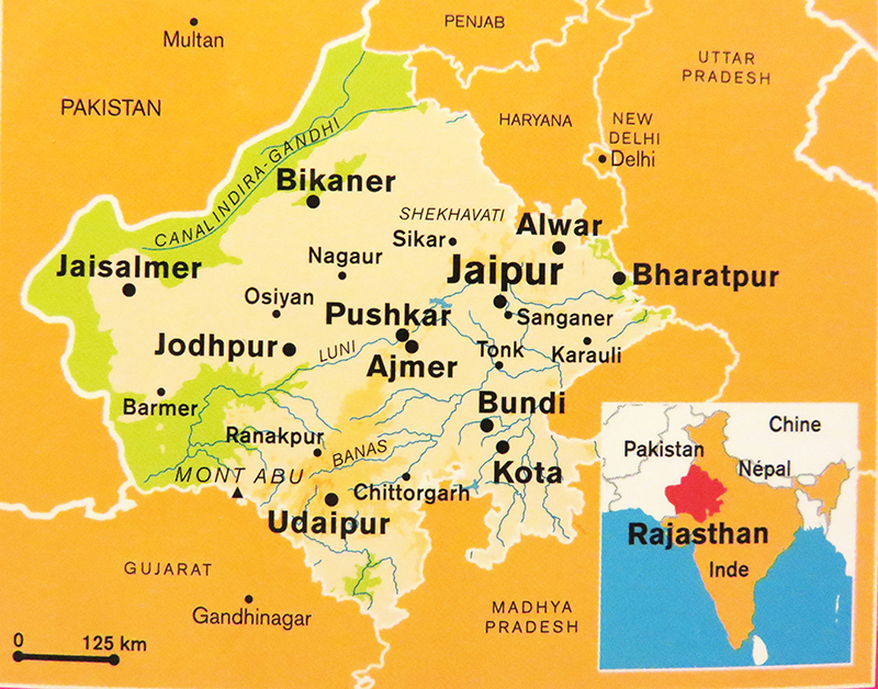 carte Rajasthan et villes gilanik