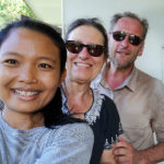 Avec notre amie Mira à l'ecofarm de Bukit Lawang